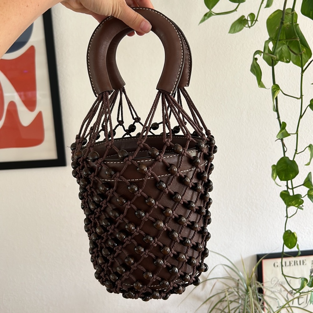 Staud Leather Beaded Bucket Bag